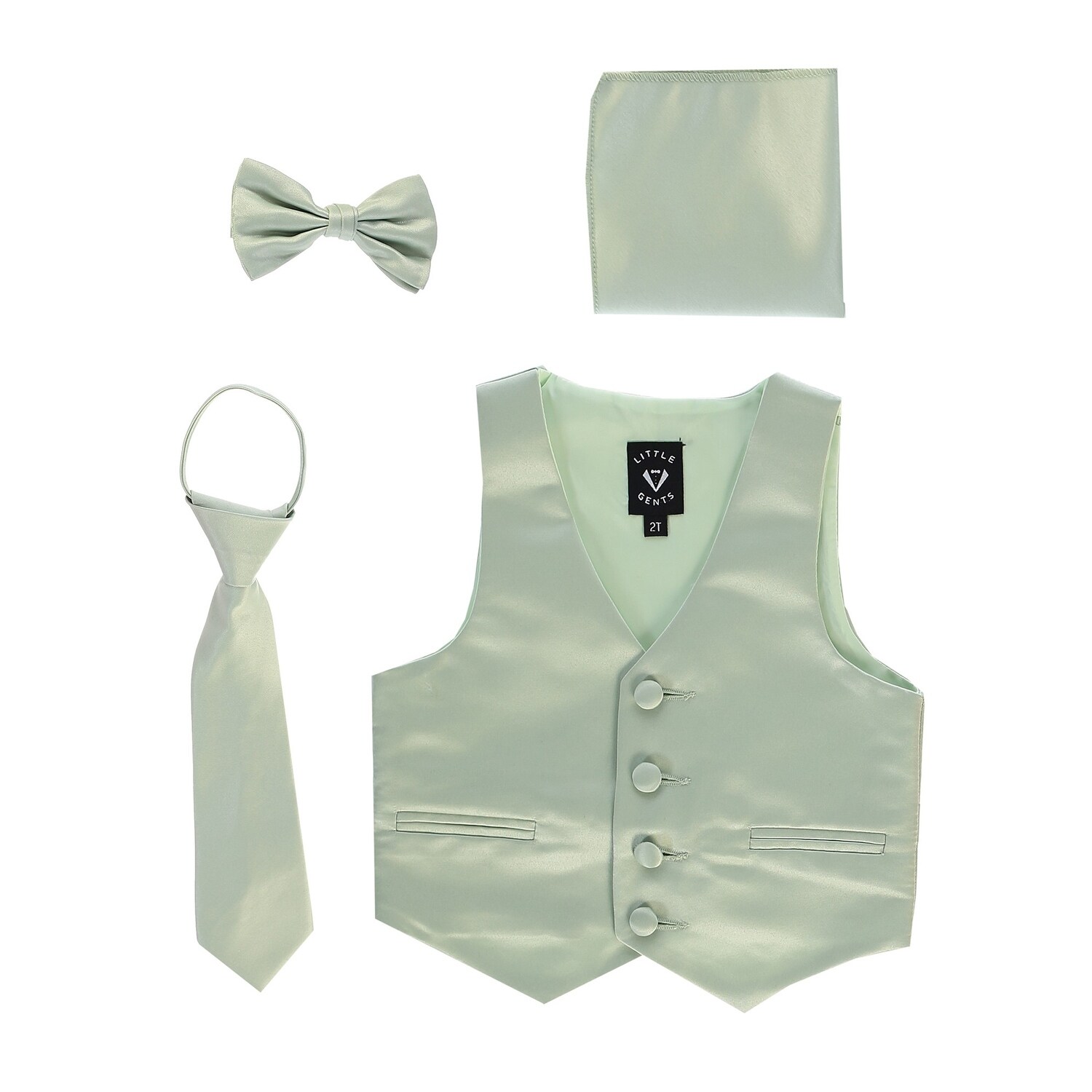 Shop Lito Baby Boys Sage Satin Vest Zipper Tie Hanky Bowtie