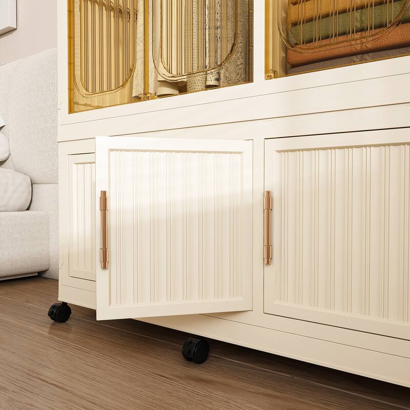 Portable Wardrobe Closet Organizer,Clothes Dresser,9 Magnetic Doors-9 Cubes&2 Hanging Rod,6 pcs hangers,Baby Wardrobe Cabinet