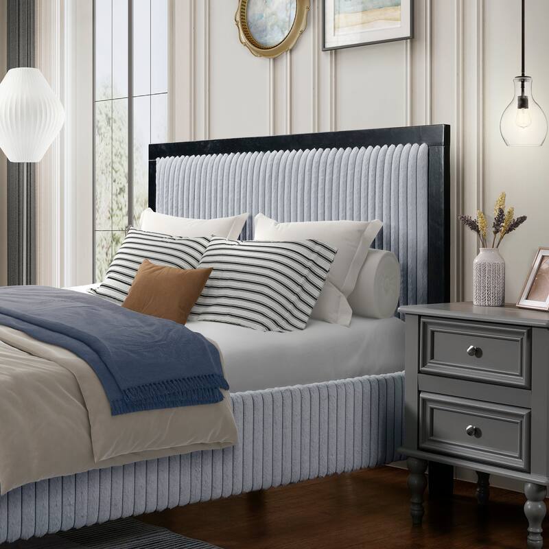 King Size Upholstered Bed with Fluffy Soft Headboard