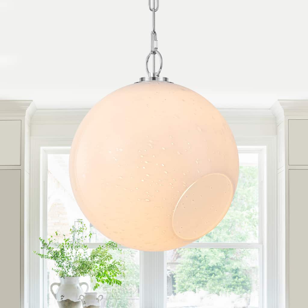 Modern White Bubble Glass Globe Pendant Light with Side Opening