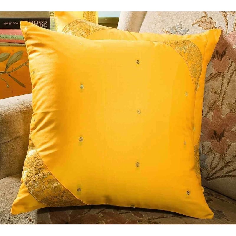 Yellow-Decorative handcrafted Cushion Cover Throw Pillow case Euro Sham-6 Sizes