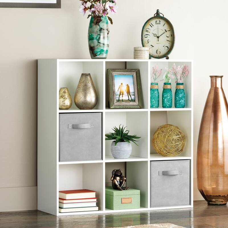 Whitmor 9 Cube Wood Storage Organizer - White