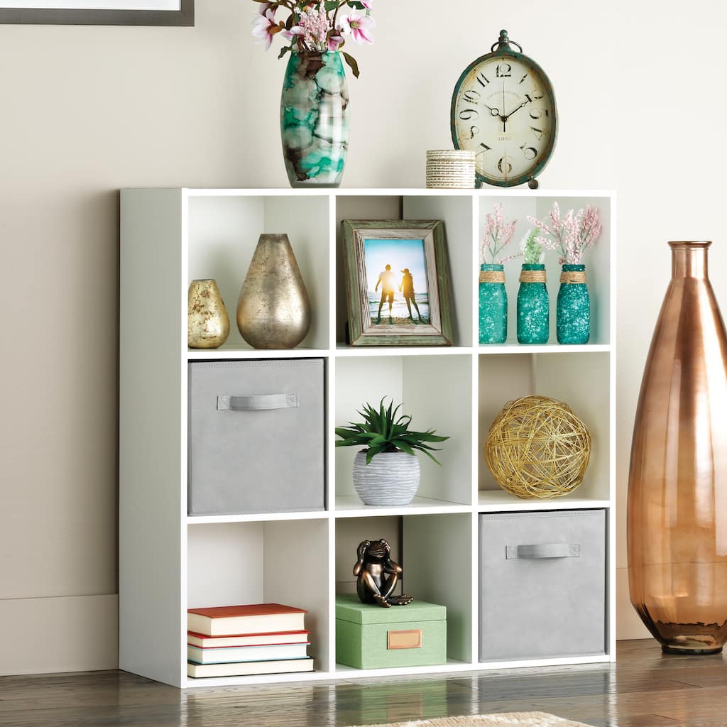 Whitmor 9 Cube Wood Storage Organizer - White