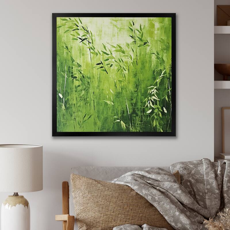 Designart "Kitchen Fennel Herbs Fantasy III" Herbs Wall Decor Green Traditional Entryway Framed Wall Art - 36 in. wide x 36 in. high - Black