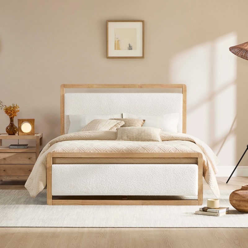 Modern Upholstered Platform Bed Frame with USB & Type-C Charging