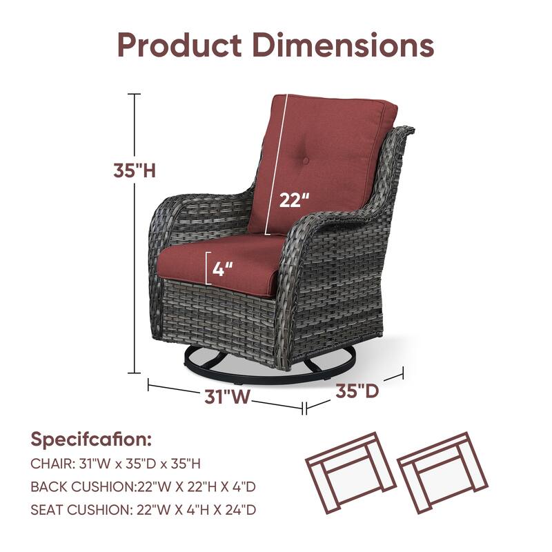 Gymojoy 7 Piece Outdoor Sofa Swivel Rocker Chairs Set Weather-resistance