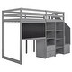 preview thumbnail 10 of 13, Twin Size Slat Support Loft Bed with 4-Tier Built-in Shelves, Pull-Out Desk, Storage Stairs, Blackboard for Kids Teens - Grey