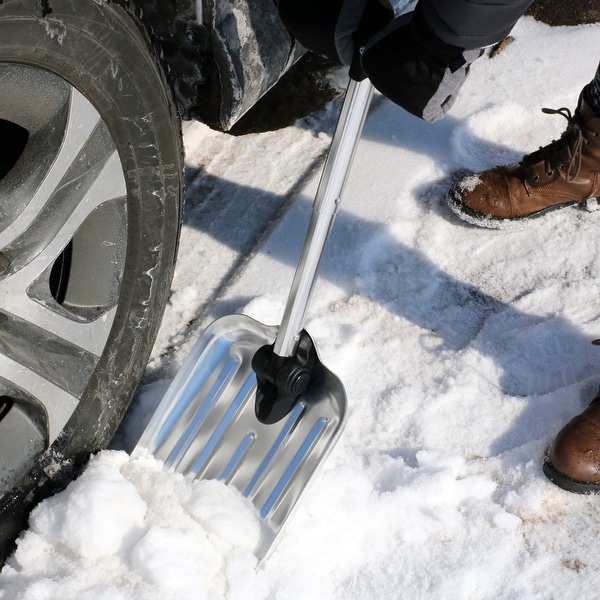 CASL Brands Automotive Folding Snow Shovel with 8-Inch Blade and Bag - Silver