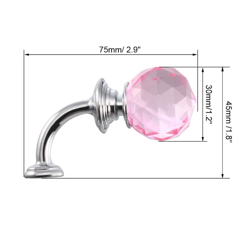 Curtain Drapery Holdback,1.2" Dia Glass Crystal Pink Hanger Silver - Golden - 1.5" x 0.98"(L*W) 2pcs - Golden - 1.5" x 0.98"(L*W) 2pcs