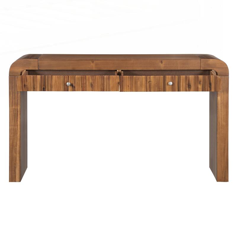Rustic Console Table with Fluted Drawer Front