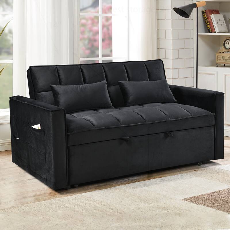 Versatile Convertible Sofa Bed with Reclining Backrest and Extra Pillows for Ultimate Comfort