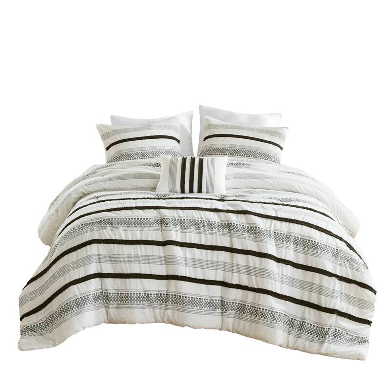 GDF Studio - Carolina 7-Piece Stripe Comforter and Quilt Set