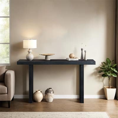 Uniquely Designed Oak Veneer Console Table w/Distinctive Side Shapes