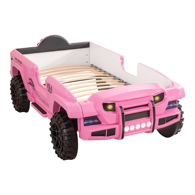 Zemo Novelty Twin Faux Leather Upholstered Off-Road SUV Kid Bed with Light and Sound Functions by Furniture of America