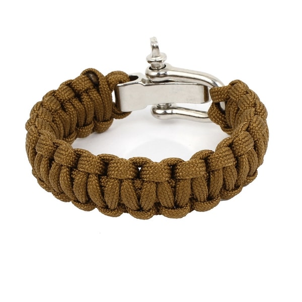 Brown Nylon Quick Release Weave Cord Survival Bracelet Shackle Camping Kits