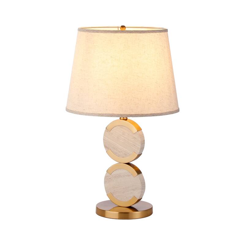 New Age Double Circle Gold Alabaster Desk Lamp, Night Stand Nordic Bedroom Table Light