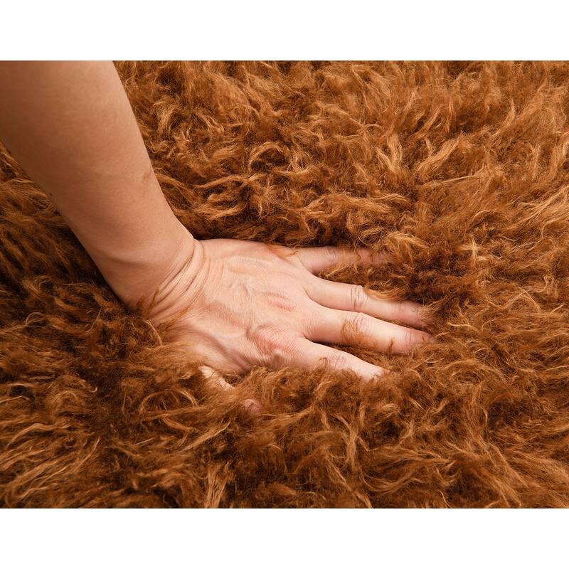 1pc Accent Chair Raked Wooden Arms Tight Back And Seat Soft Faux Fur Contemporary Living Room Furniture