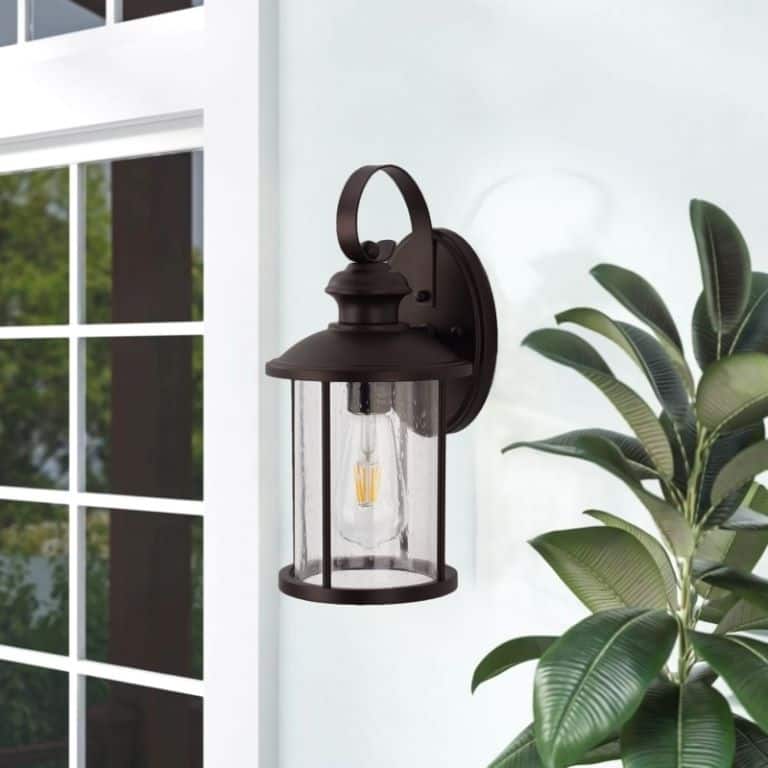 Savitar 13.75"H Round Outdoor Wall Sconce Light with Seeded Glass - Oil Rubbed Bronze