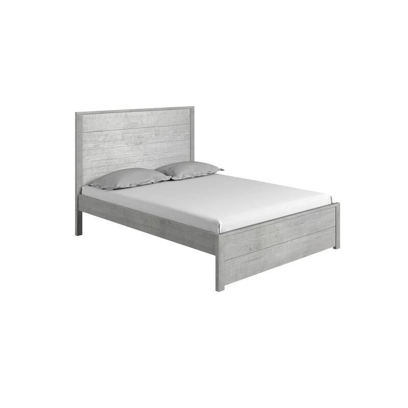 Rustic Platform Bed - Solid Wood Bed Frame with Elegant Design - 64" L x 83" W x 50" H