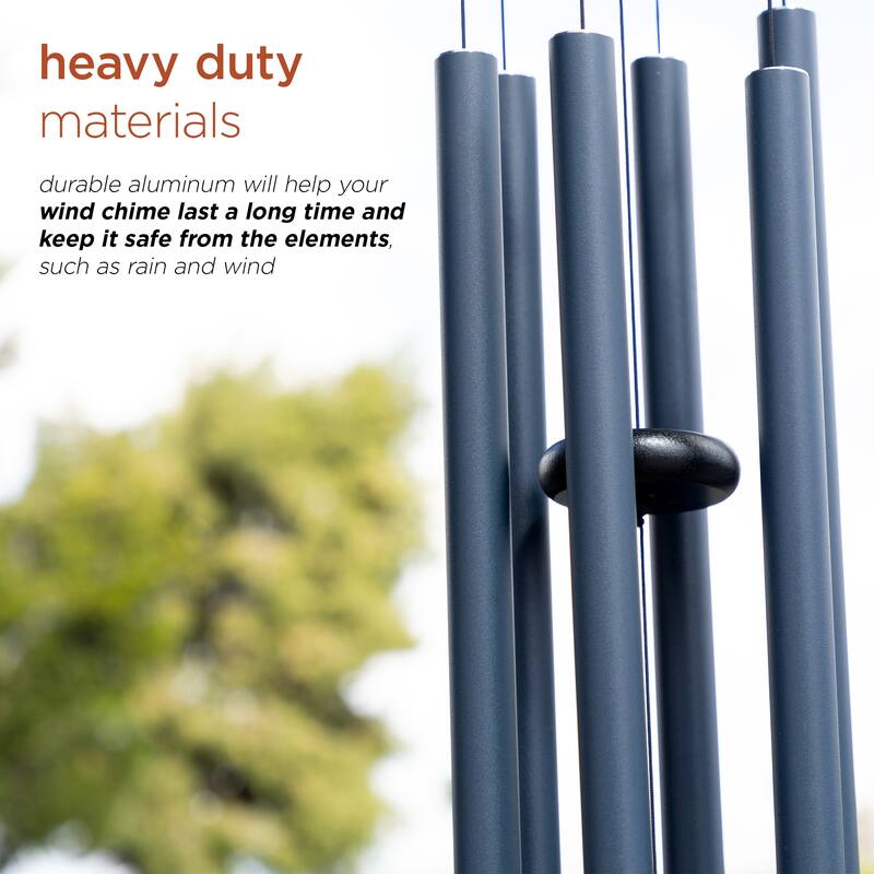 39" Blue Metal Windchime with Blue Gemstone