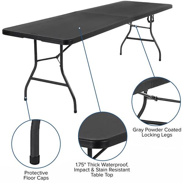 6 ft Rectangular Black Plastic Folding Table Bed Bath & Beyond 36309113