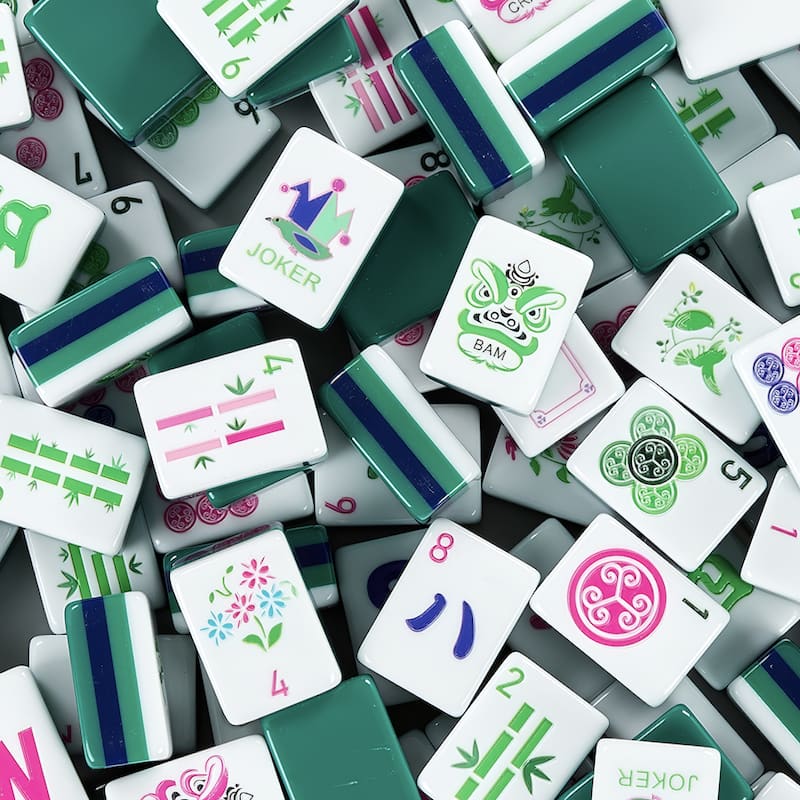 Sweet Jojo Designs American Mahjong Tile Set (160pc) 1.25in. Layered Acrylic with Paisley Travel Bag - Cute Luxury Green & Pink