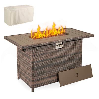 Costway 44.5" Propane Fire Pit Table with Metal Slatted Tabletop & - See Details