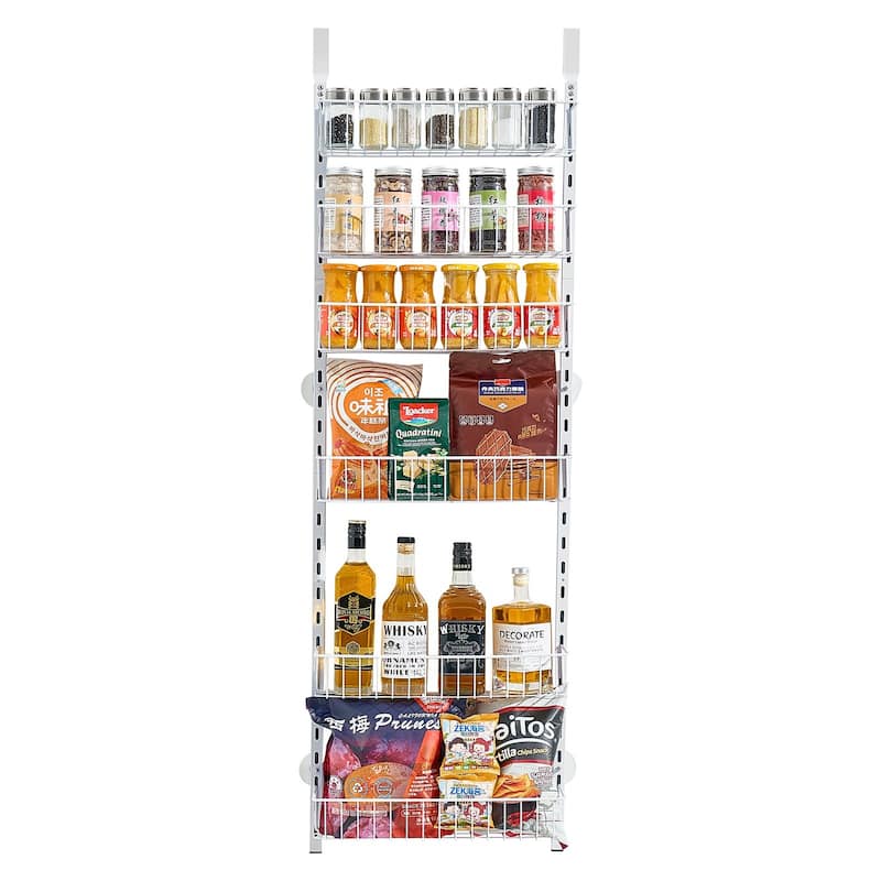 Pantry Organizer with Adjustable Baskets Wall Mount & Over Door Rack