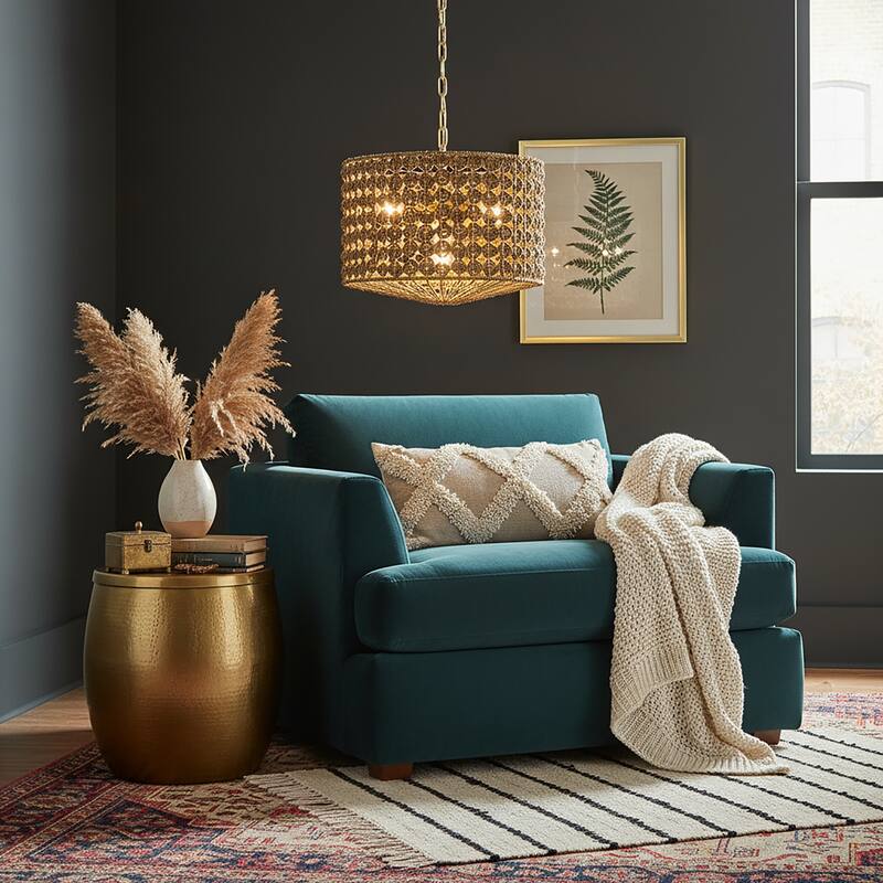 Koyo 4-Light Rattan Drum Pendant, Coastal Boho - Handwoven