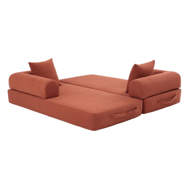 Homylin Convertible Foldable Sofa Bed with Metal Frame, Corduroy 2-Seat