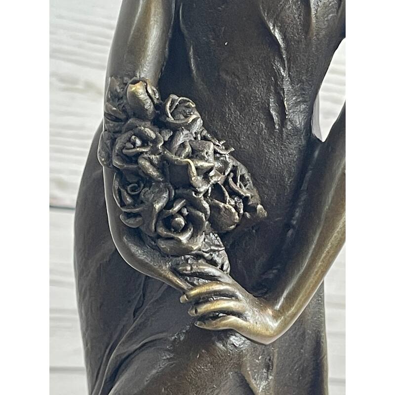 Signed Original French Milo Bridal Gift Bride With Bouquet Of Flower Bronze Figure