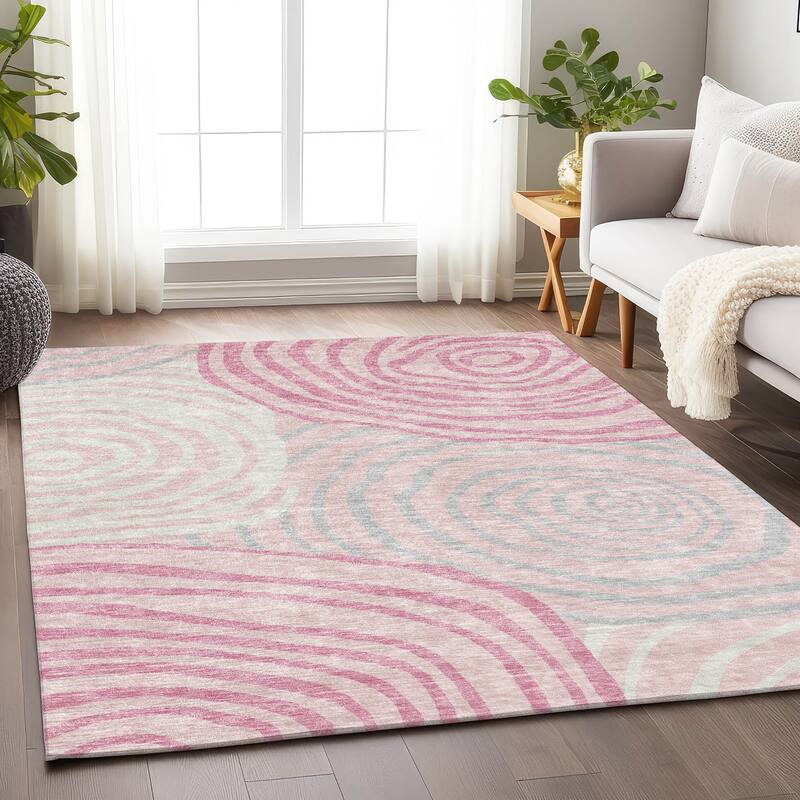 Premium Washable Super Soft Modern Mesmerize Mayfield Rug - Pink - 3' x 5' - Rectangle