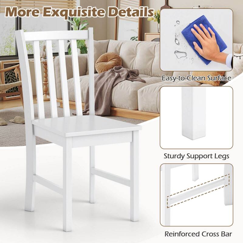 Costway Rustic Dining Chairs Set of 4 with Slat Tilt Backrest, Wide - See Details