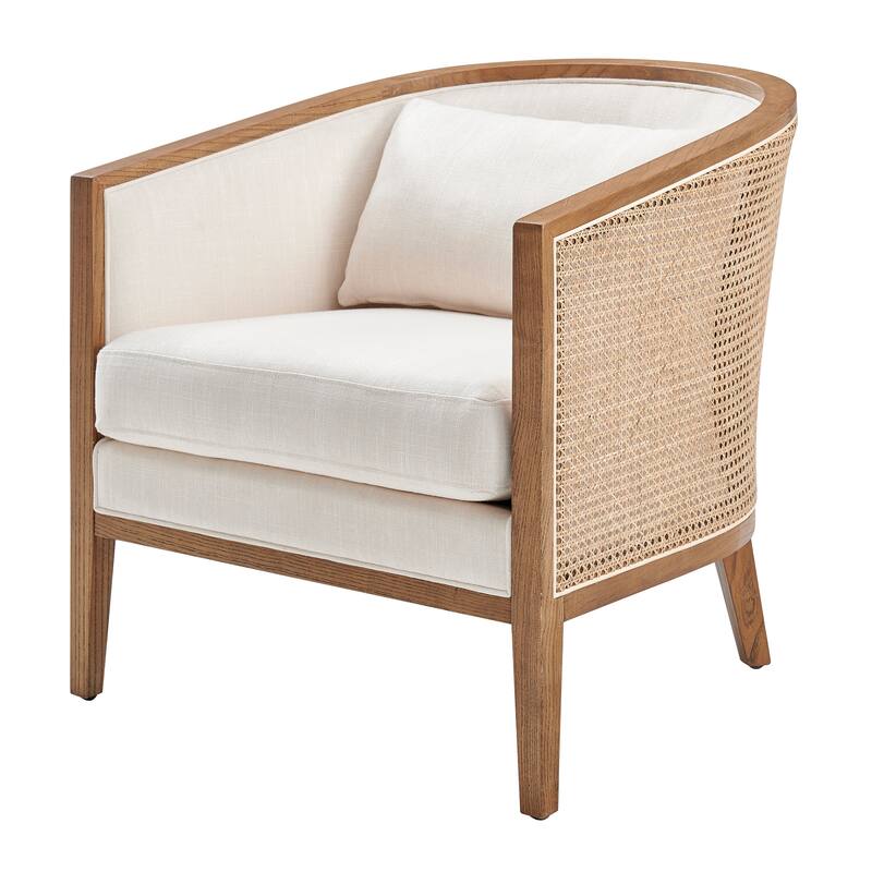 NPD Furniture Tillman Linen Accent Arm Chair with Rattan - Natural