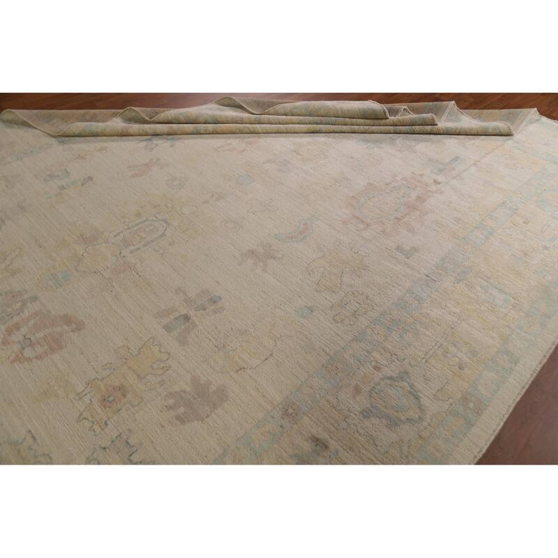 Floral Oushak Turkish Rug Handmade Wool Carpet - 8'11"x 12'11"