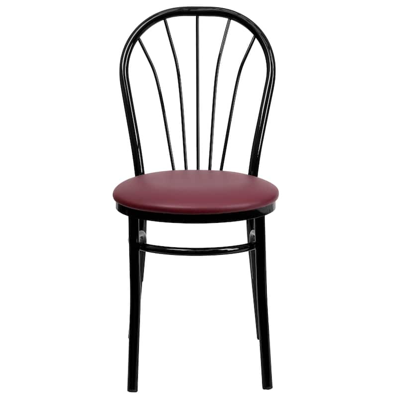 2 Pack Fan Back Metal Chair - Vinyl Seat - 16"W x 20"D x 34.5"H - 16"W x 20"D x 34.5"H