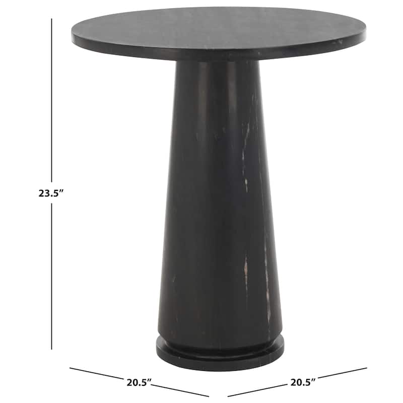 SAFAVIEH Couture Ghicu Tall Round Marble Accent Table - 22 In W x 21 In D x 24 In H - 21"W x 21"D x 24"H - Black