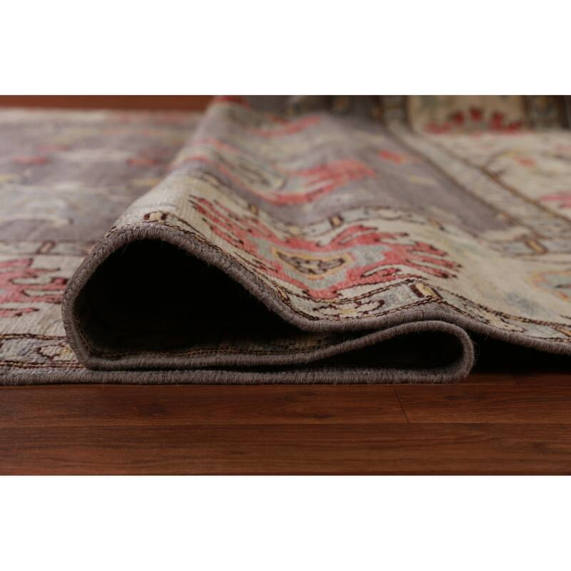 Hand Knotted Oriental 100% Wool Carpet Transitional All-Over Greys & Charcoal Oushak Area Rug - 13' 9'' X 10' 1''