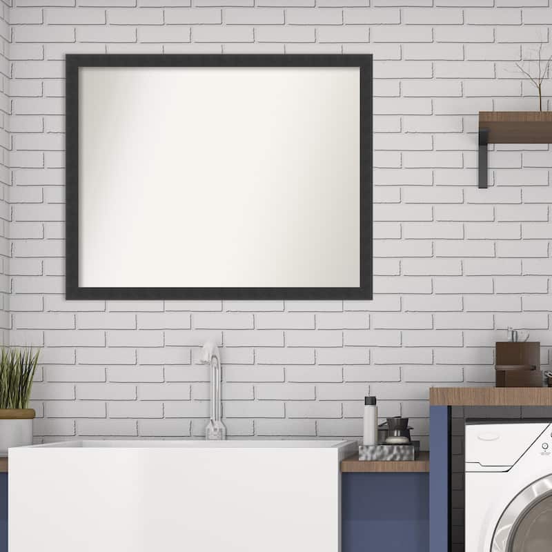 Non-Beveled Wood Bathroom Wall Mirror - Mezzanotte Frame - Mezzanotte Black