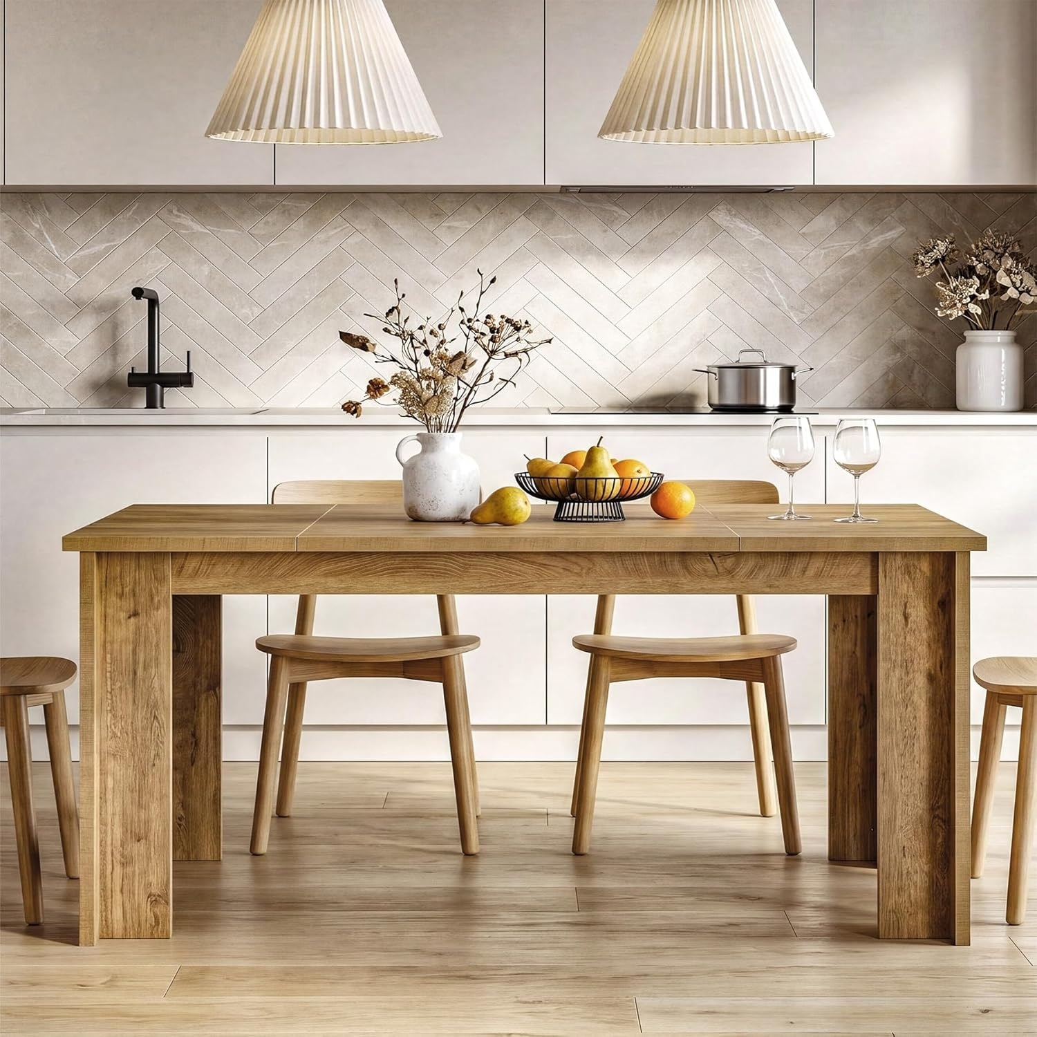 70.8-Inch Farmhouse Dining Table, Large Kitchen Table for 6-8