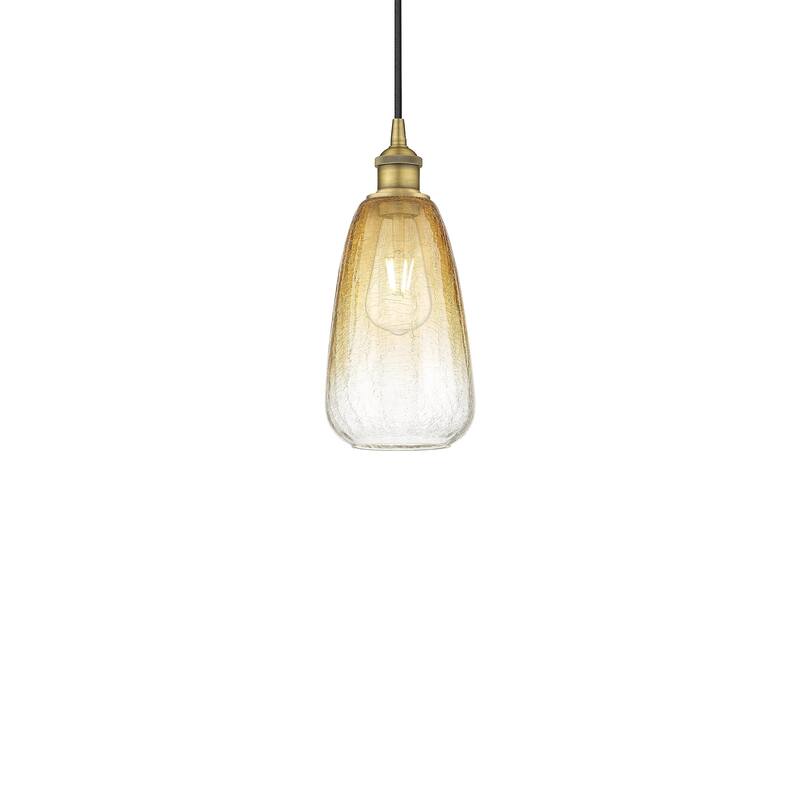 Innovations Lighting 616-1P-13-6 Brookhaven Almond Pendant Brookhaven - Brushed Brass / Amber