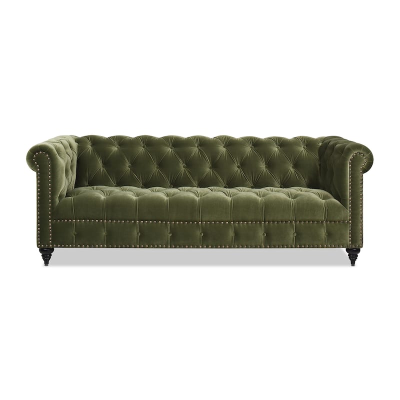 Alto 88" Mid-Century Tufted Rolled Arm Velvet Chesterfield Sofa