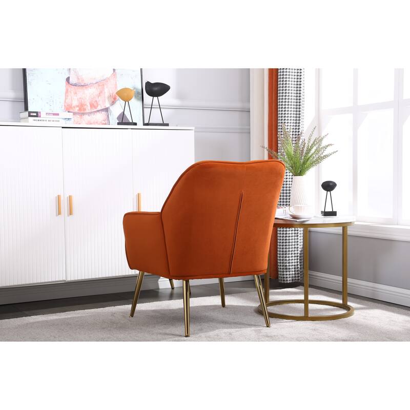 Orange Velvet Dining Chair Club Chair Barrel Chair Side Chair
