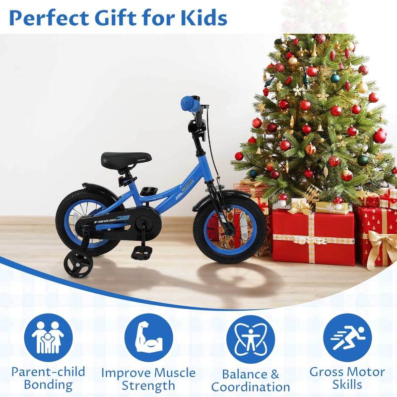 Costway 14" Kids Bike with Removable Training Wheels Adjustable Seat & - See Details
