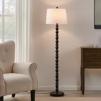 KAWOTI 60.25'' Black Standard Floor Lamp with Drum Shade