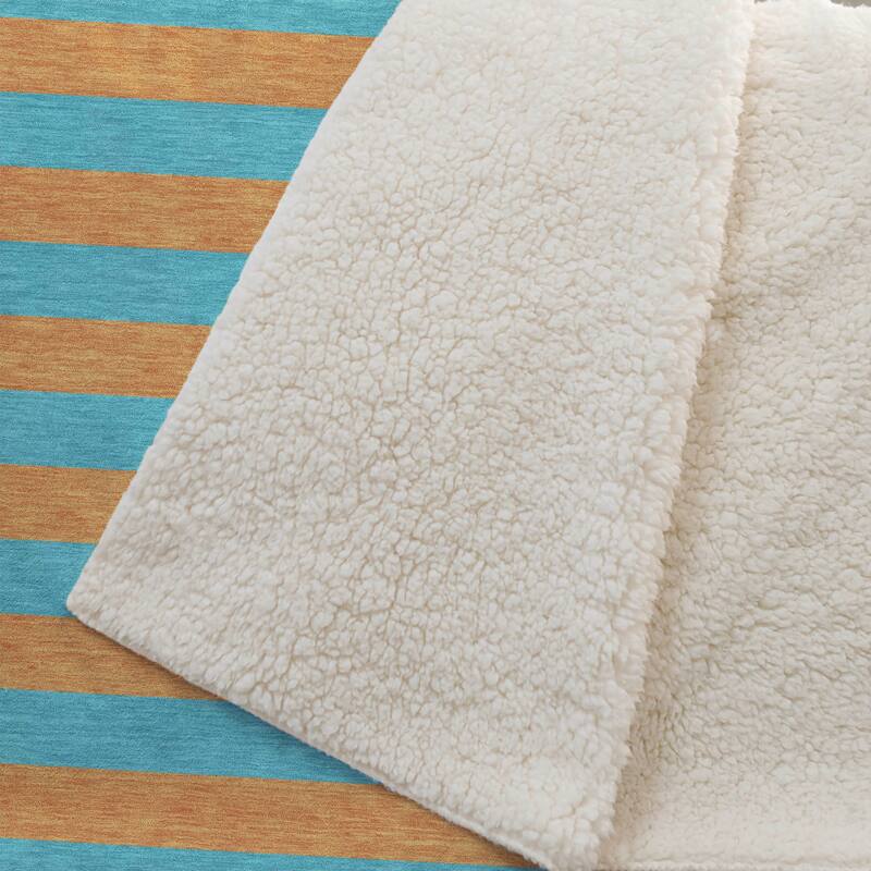 Premium Machine Washable Casual Stripes Sherpa Throw Blanket