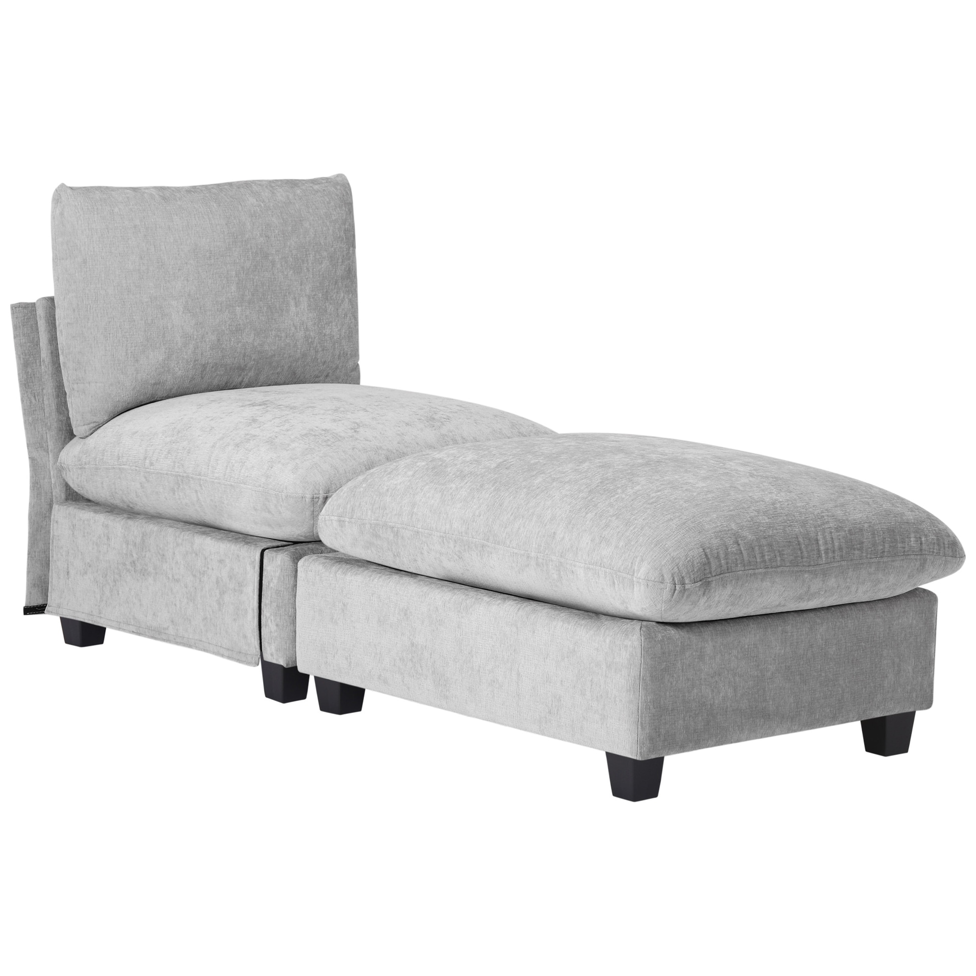 Lucca Chenille Upholstered Single Sofa Chair with Ottoman