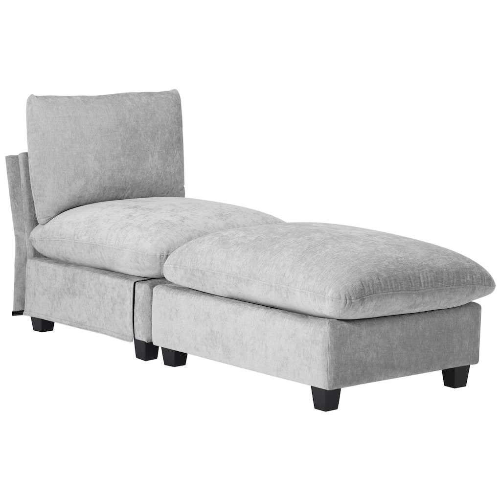 Lucca Chenille Upholstered Single Sofa Chair with Ottoman