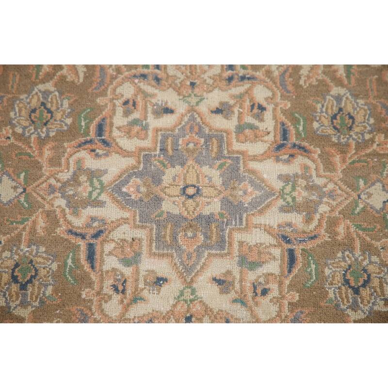 Hand Knotted Oriental 100% Wool Carpet Traditional Floral Coral Mashad Area Rug - 12' 6'' X 9' 7''