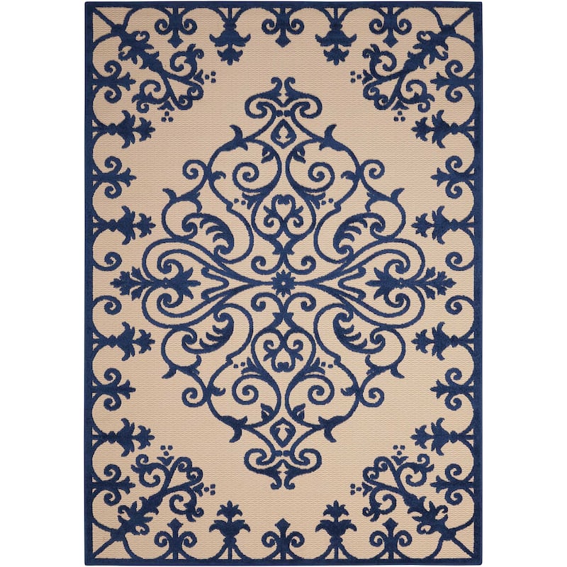 Nourison Aloha Modern Medallion Scroll Indoor / Outdoor Area Rug